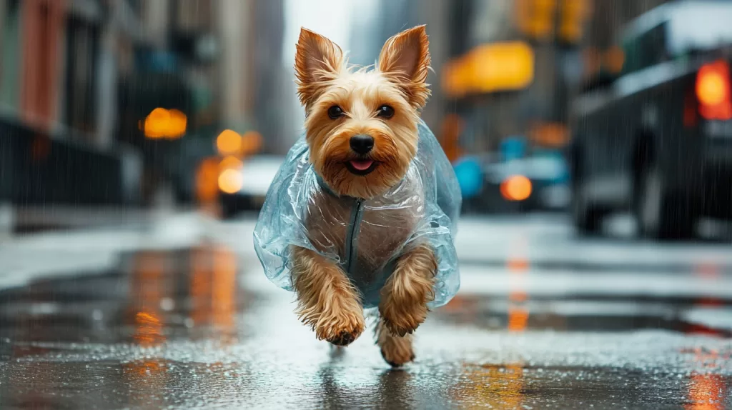 狗狗在雨中奔跑