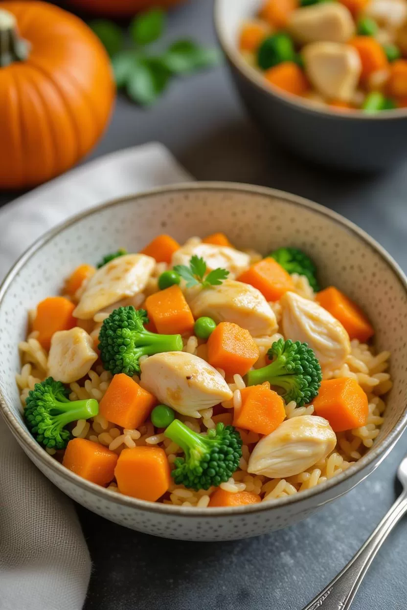 營養雞肉南瓜蔬菜飯成品圖